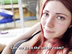 Curvy Red Hair Teen With Huge Jugs Gets Fucked And Facialized In The Locker Room