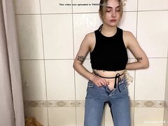 Blonde Girl Pees Her Jeans For The First Time