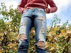 Cute Girl Soaking Her Jeans