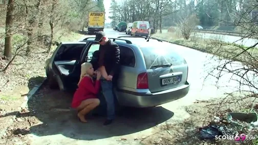 Public Scandal Fuck Of Real Couple Directly On Car Park In The Near Of Other Persons