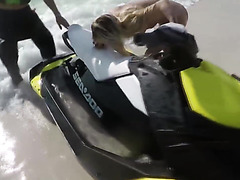 Blonde Beauty Is Fucking Her Pussy With A Rubber Cock On A Jet Ski