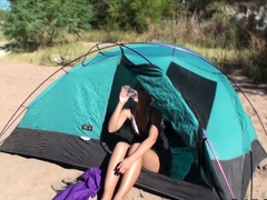 Brunette Amateur Nailed Outdoors In Public