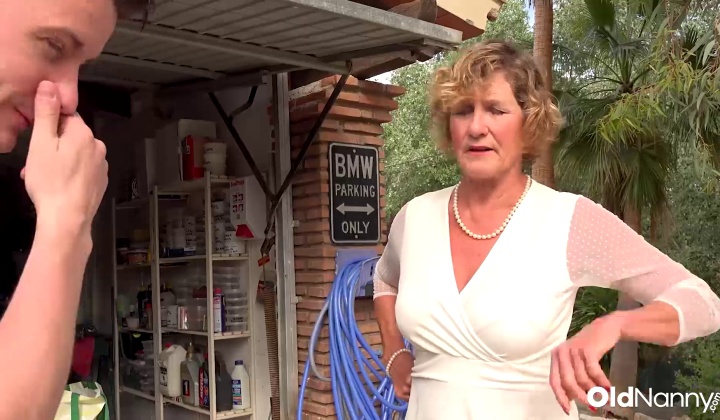Oldnanny Mature Granny Seduces Horny Stud In Garage
